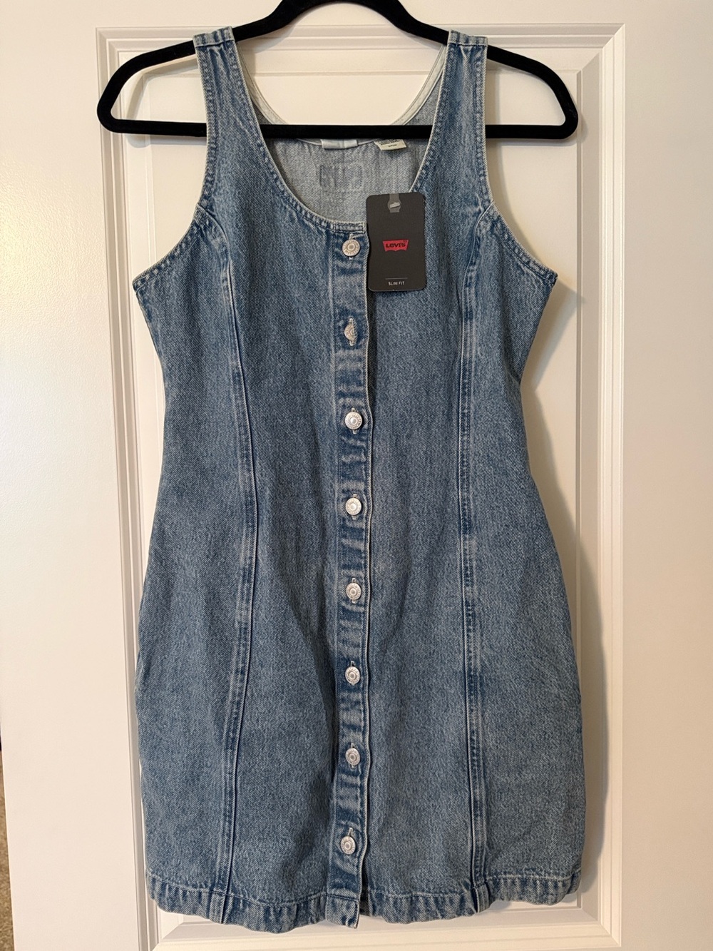 Brand New Levi's Tuli Denim Women Mini Dress, S 100% Cotton, Pockets, Slim Fit - Picture 4 of 12